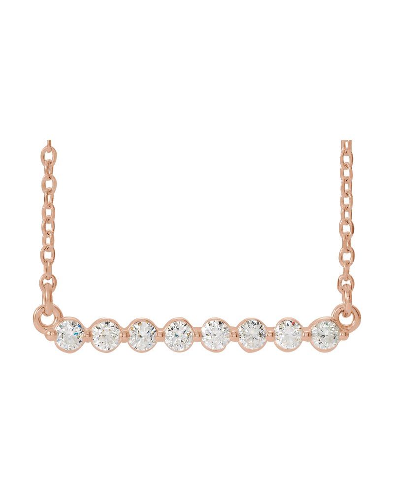 Colar Barra Cravejado em Ouro 14k com Diamantes de Laboratório