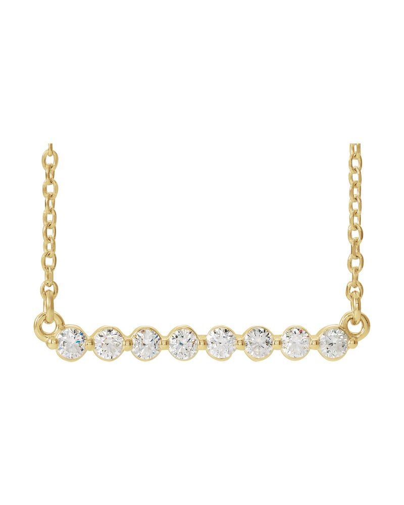 Colar Barra Cravejado em Ouro 14k com Diamantes de Laboratório