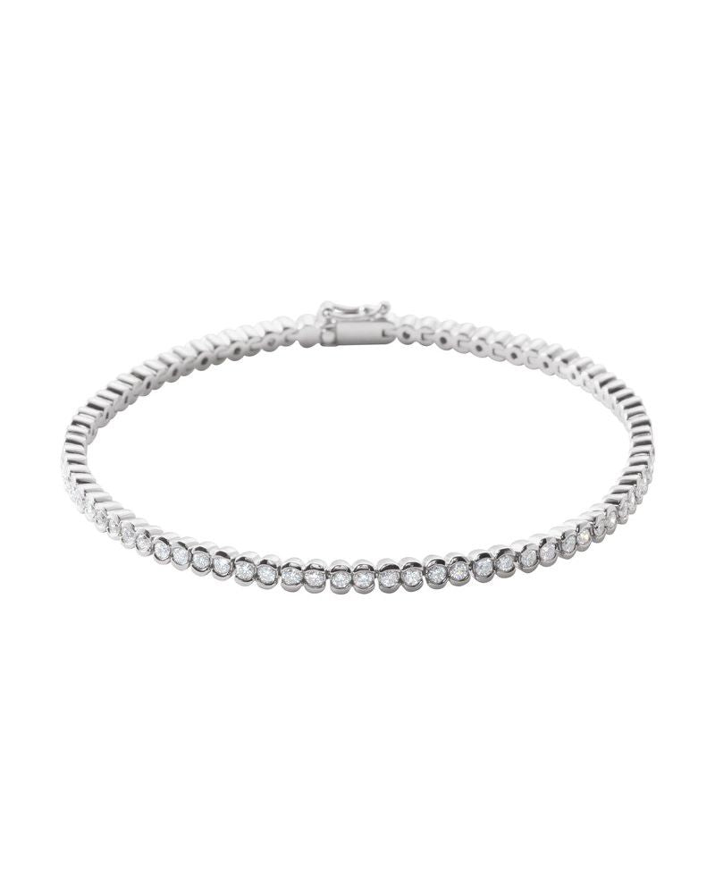 Pulseira Riviera com Cravação Bezel em Ouro 14k com Diamantes Naturais