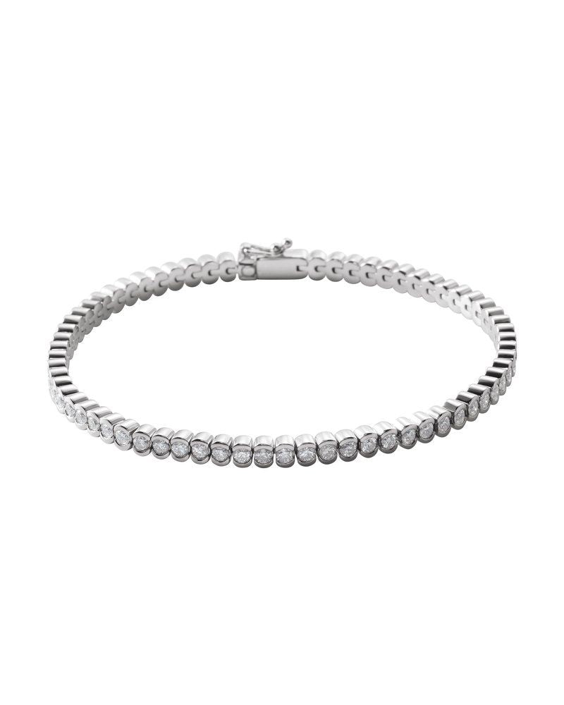 Pulseira Riviera com Cravação Bezel em Ouro 14k com Diamantes Naturais