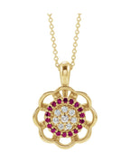 Colar Cluster Halo em Ouro 14k com Diamantes Naturais