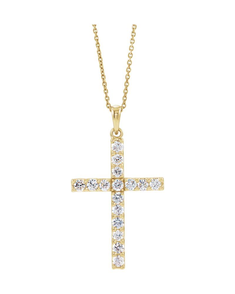 Colar Cruz Cravejado em Ouro 14k com Diamantes de Laboratório – Modelo 2