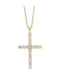 Colar Cruz Cravejado em Ouro 14k com Diamantes de Laboratório – Modelo 2