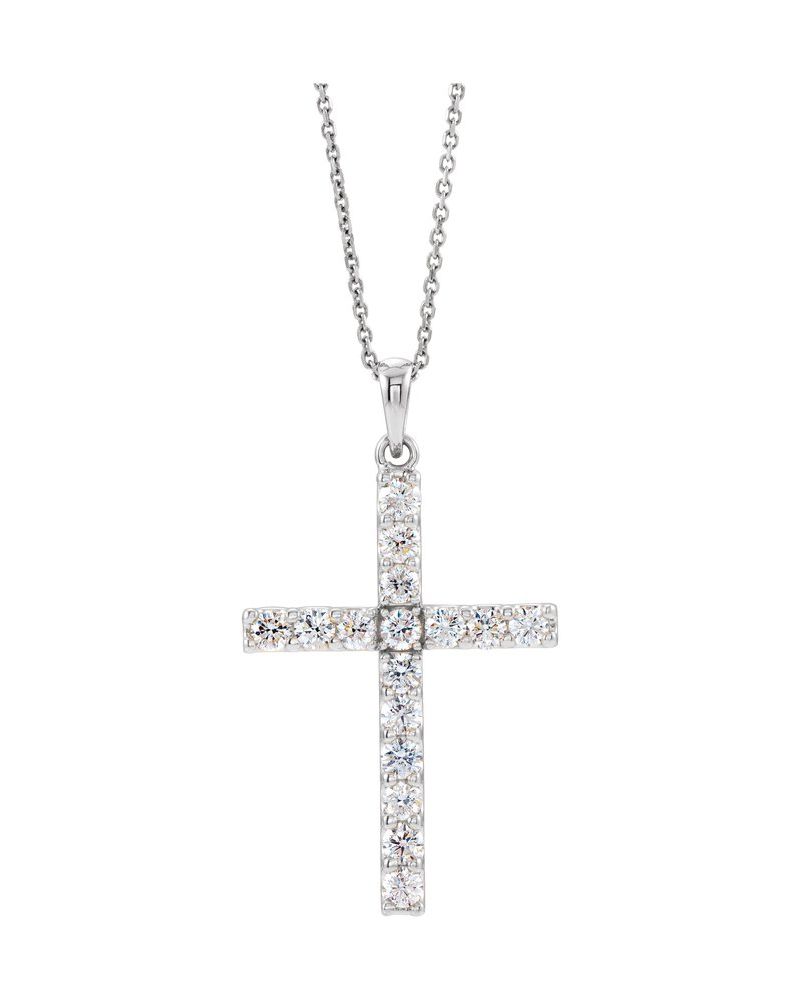 Colar Cruz Cravejado em Ouro 14k com Diamantes de Laboratório – Modelo 2