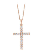 Colar Cruz Cravejado em Ouro 14k com Diamantes de Laboratório – Modelo 2