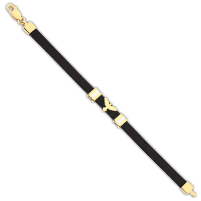 Pulseira Masculina Esp Santo/couro Prt 5MM