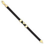Pulseira Masculina Esp Santo/couro Prt 5MM