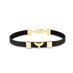 Pulseira Masculina Esp Santo/couro Prt 5MM