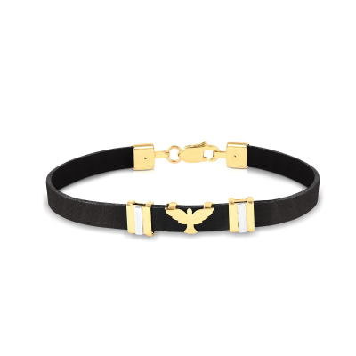 Pulseira Masculina Esp Santo/couro Prt 5MM