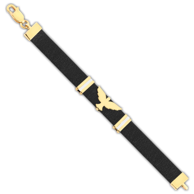 Pulseira Masculina Esp Santo/couro Prt 1CM