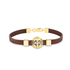 Pulseira Masculina Sao Bento/couro Marrom 5MM