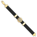 Pulseira Masculina Sao Bento/couro Prt 1CM