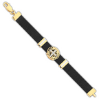 Pulseira Masculina Sao Bento/couro Prt 1CM