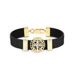 Pulseira Masculina Sao Bento/couro Prt 1CM