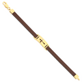 Pulseira Masculina Placa Cruz/couro Prt 5MM