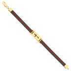 Pulseira Masculina Placa Cruz/couro Prt 5MM