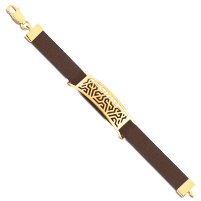 Pulseira Masculina Placa Triangulo Vzd Marrom