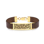 Pulseira Masculina Placa Triangulo Vzd Marrom