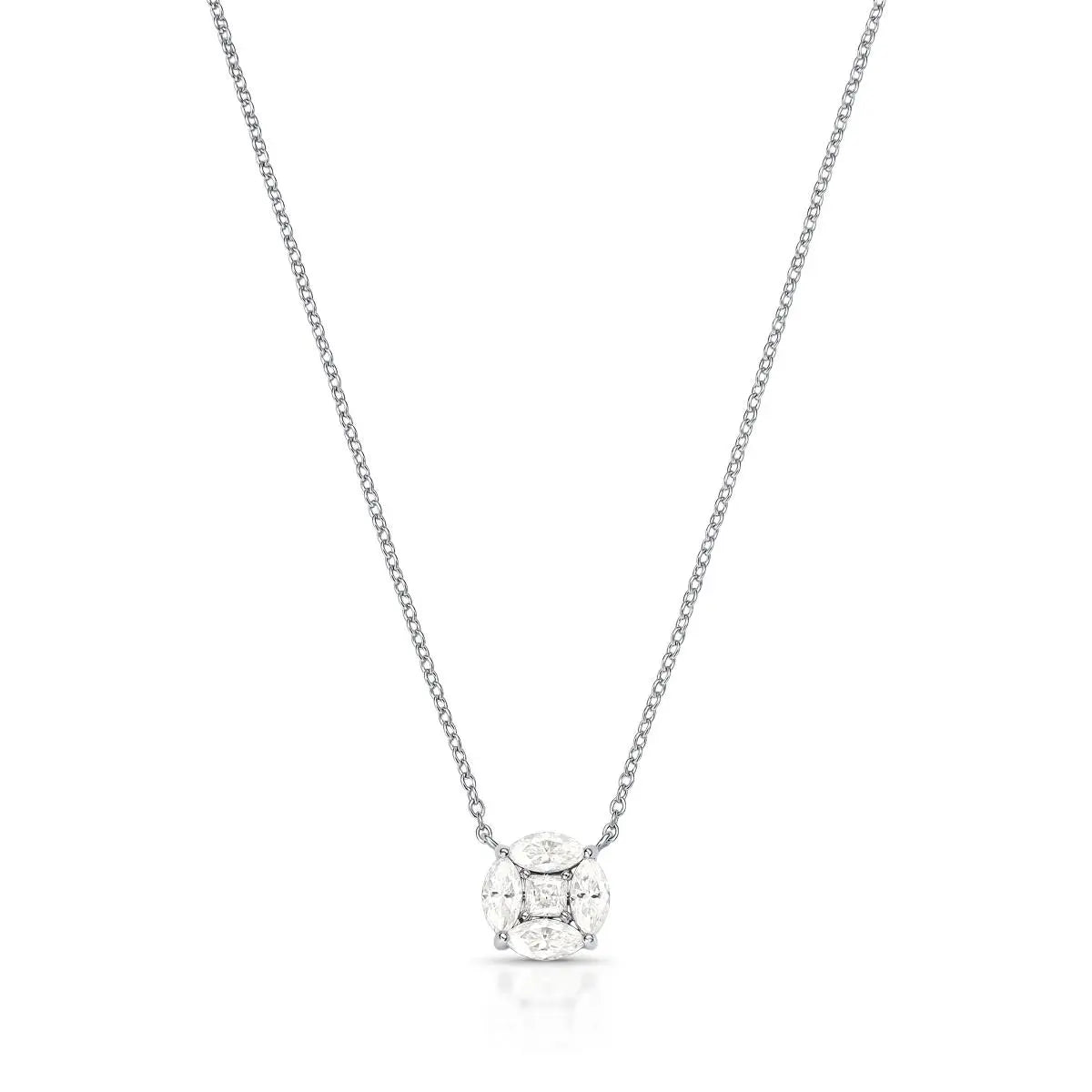 Colar de Prata 925 com Pingente de Pedras Moissanites 3mm