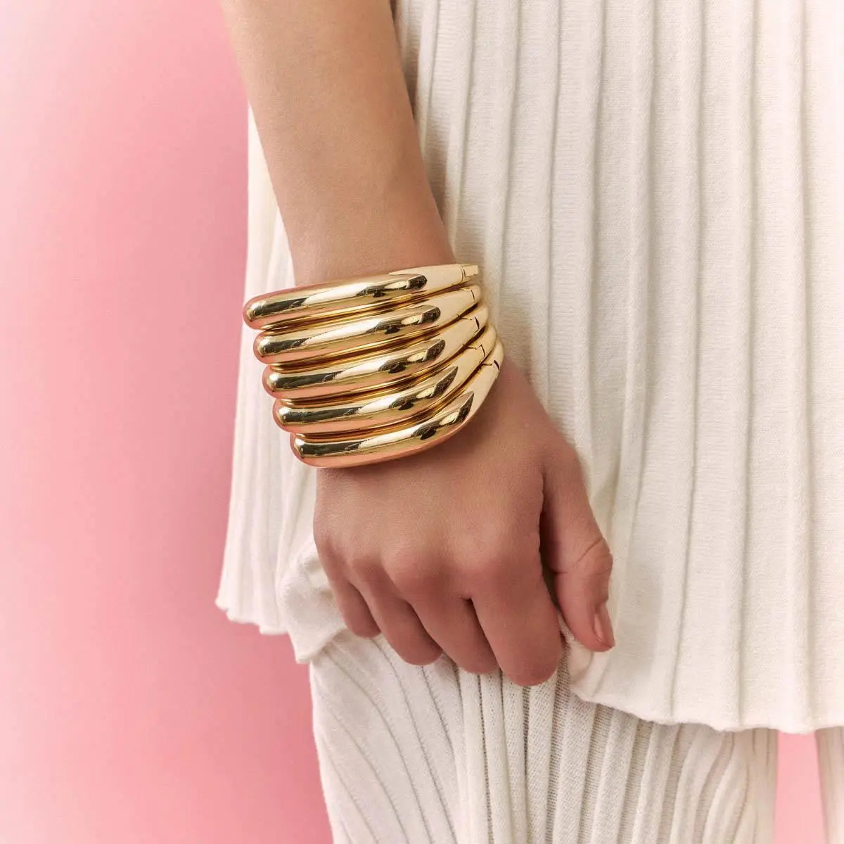 Bracelete Folheado a Ouro Liso e Quadrado