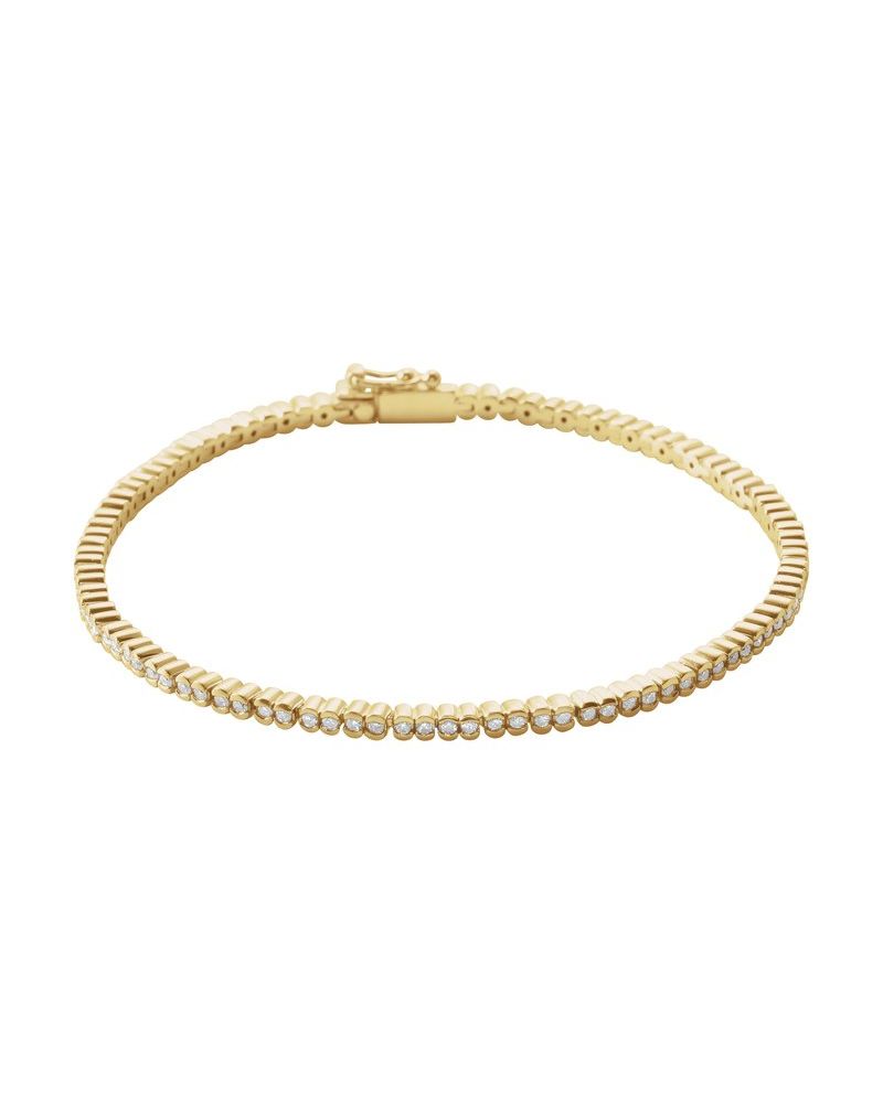 Pulseira Riviera com Cravação Bezel em Ouro 14k com Diamantes Naturais