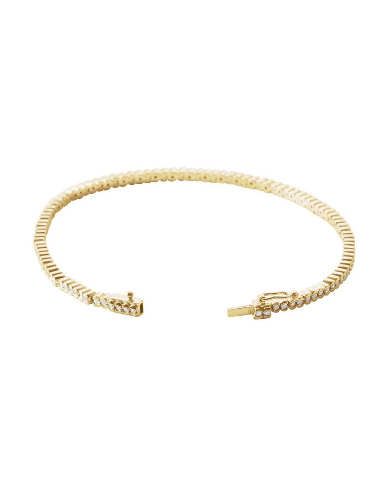 Pulseira Riviera com Cravação Bezel em Ouro 14k com Diamantes Naturais