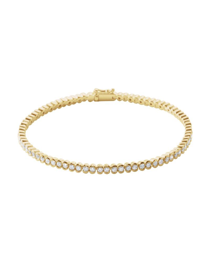 Pulseira Riviera com Cravação Bezel em Ouro 14k com Diamantes Naturais
