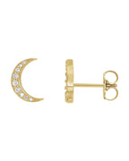 Brinco Lua Crescente em Ouro 14k com Diamantes Naturais