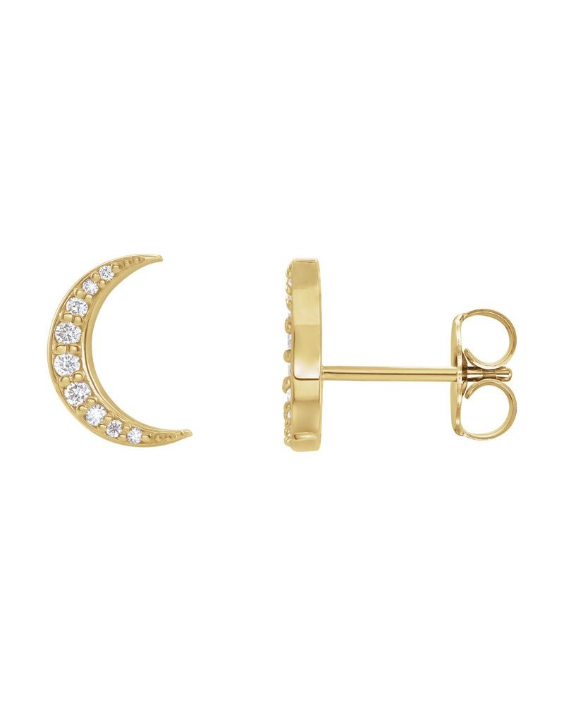 Brinco Lua Crescente em Ouro 14k com Diamantes Naturais