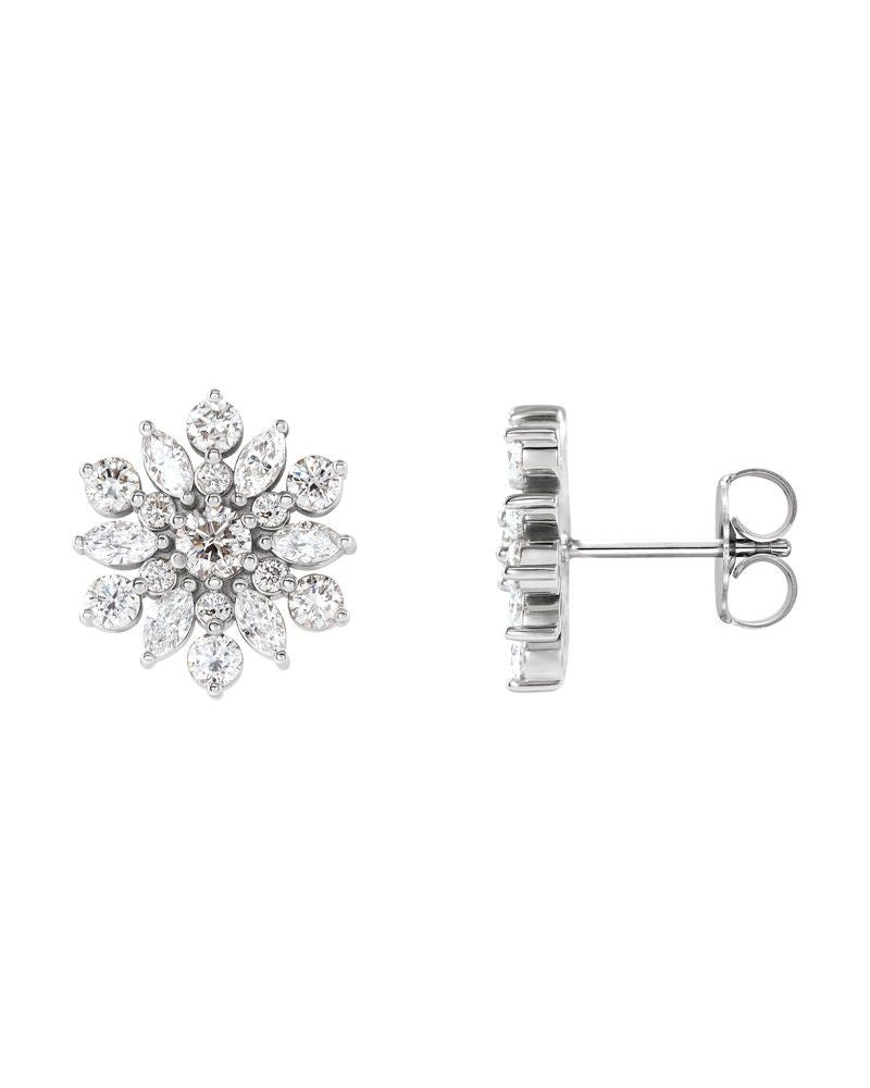 Brinco Cluster Vintage em Ouro 14k com Diamantes Naturais