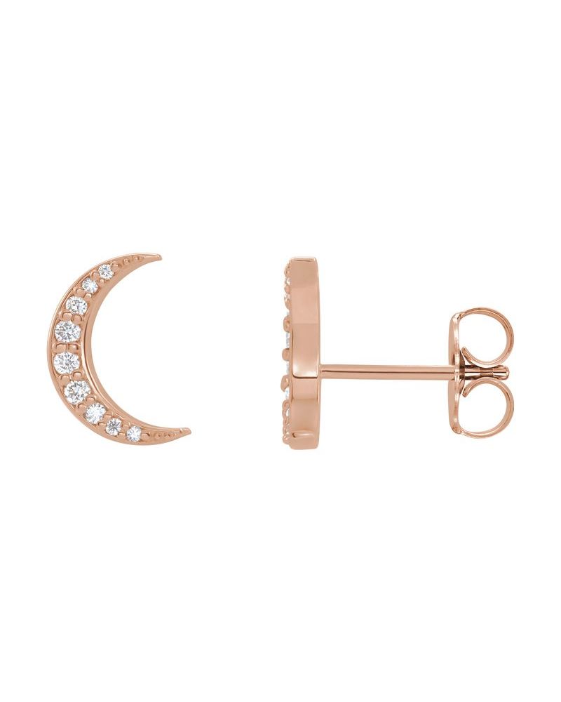 Brinco Lua Crescente em Ouro 14k com Diamantes Naturais