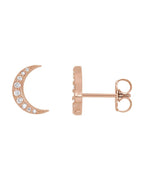 Brinco Lua Crescente em Ouro 14k com Diamantes Naturais
