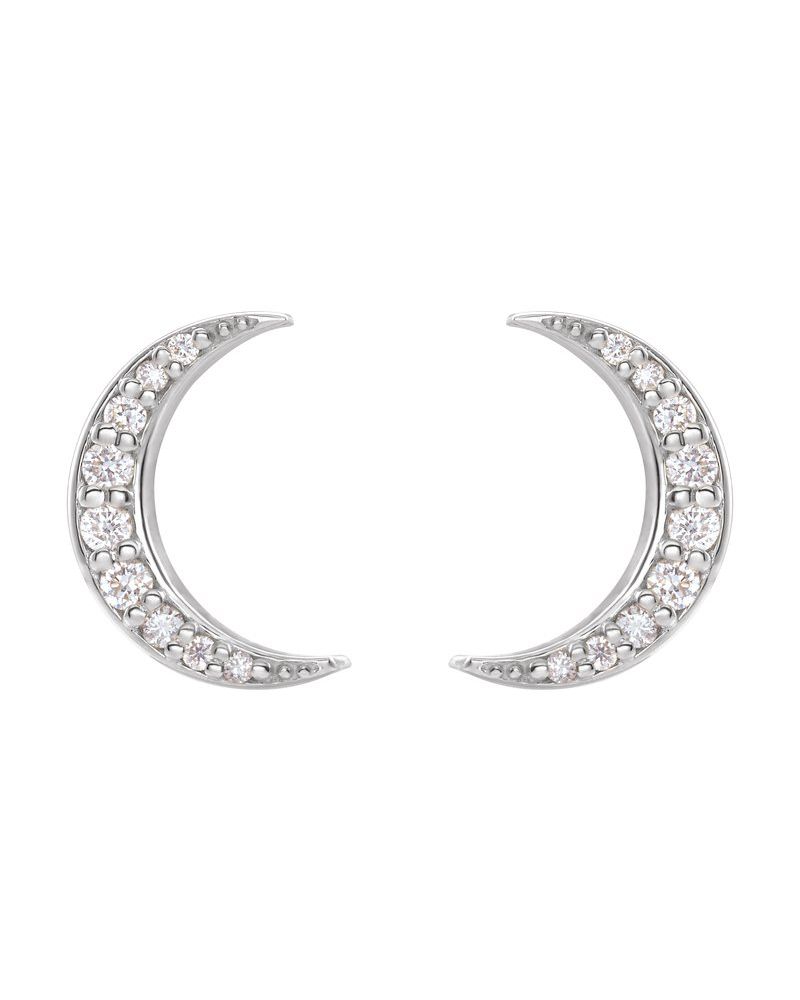 Brinco Lua Crescente em Ouro 14k com Diamantes de Laboratório