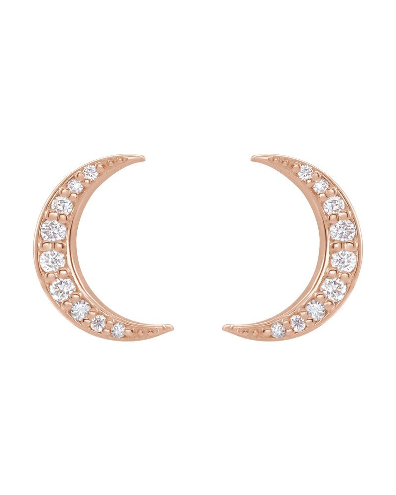Brinco Lua Crescente em Ouro 14k com Diamantes de Laboratório