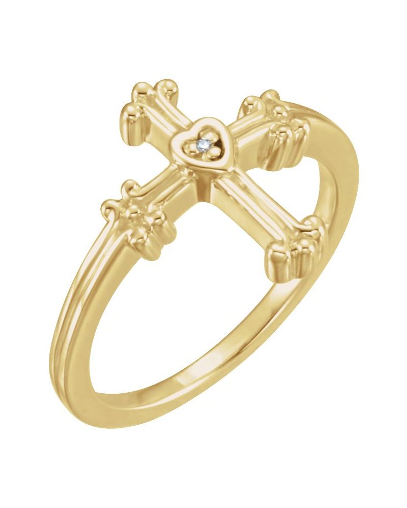 Anel Cruz em Ouro 14k com Diamantes Naturais – Modelo 6