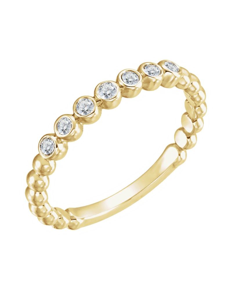 Anel Bolinha Empilhável em Ouro 14k com Diamantes Naturais – Modelo 5