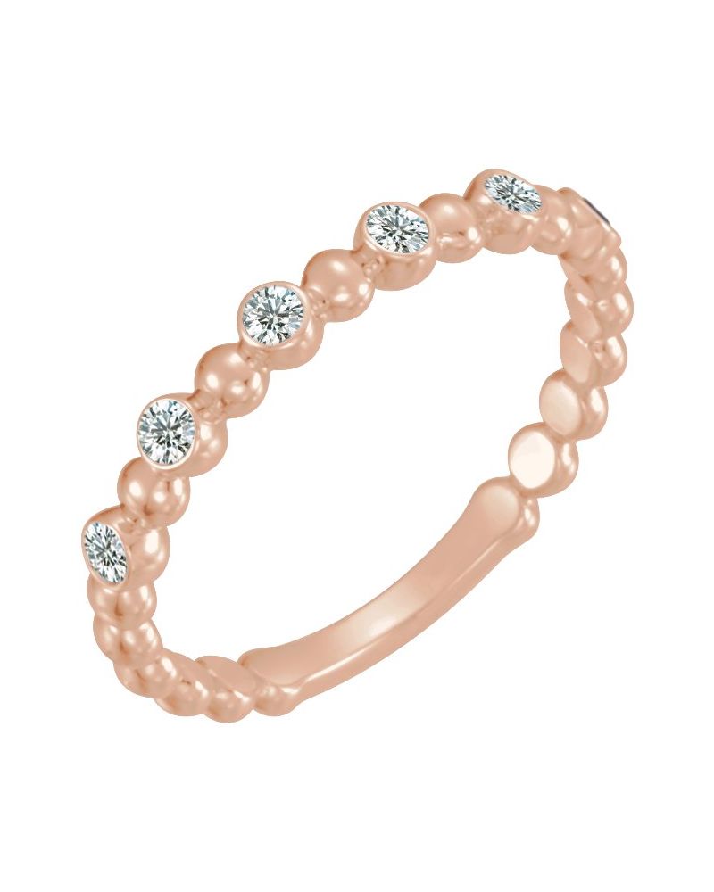 Anel Bolinha Empilhável em Ouro 14k com Diamantes Naturais