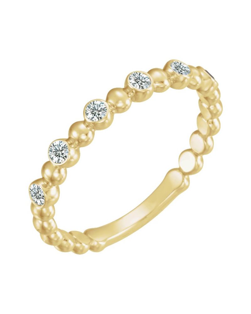 Anel Bolinha Empilhável em Ouro 14k com Diamantes Naturais