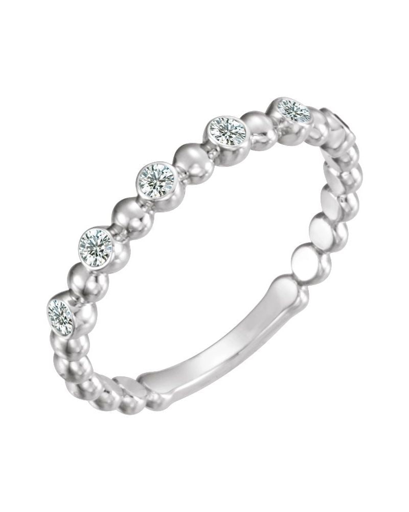 Anel Bolinha Empilhável em Ouro 14k com Diamantes Naturais