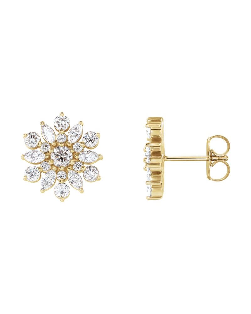 Brinco Cluster Vintage em Ouro 14k com Diamantes Naturais
