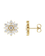 Brinco Cluster Vintage em Ouro 14k com Diamantes Naturais