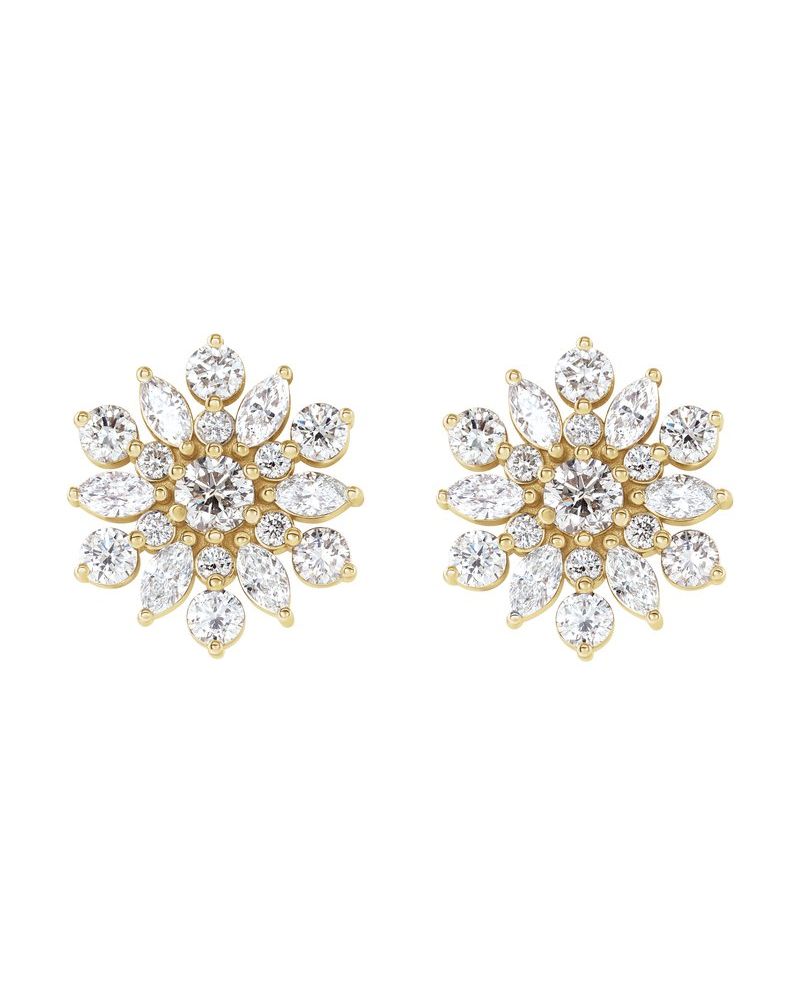 Brinco Cluster Vintage em Ouro 14k com Diamantes Naturais