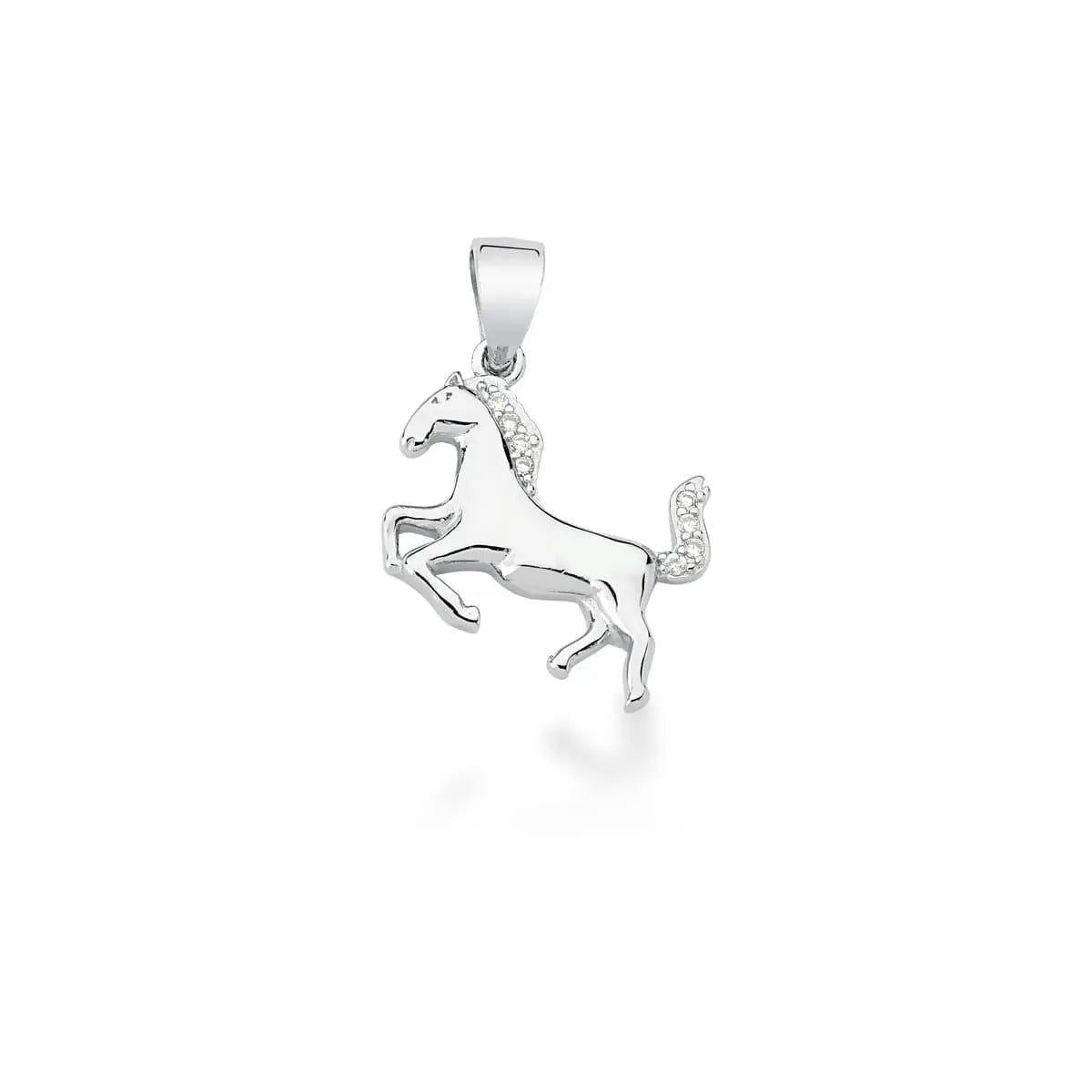 Pingente de Prata 925 de Cavalo com Zircônias Brancas