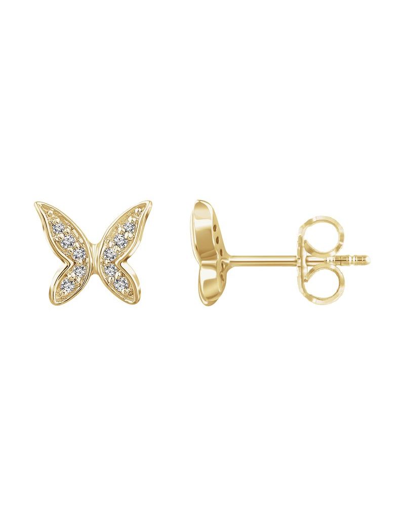 Brinco Borboleta Infantil em Ouro 14k com Diamantes Naturais