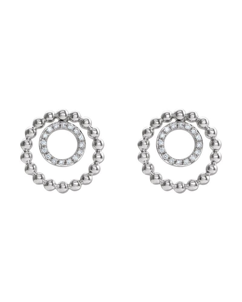 Brinco Bolinhas Círculo em Ouro 14k com Diamantes Naturais