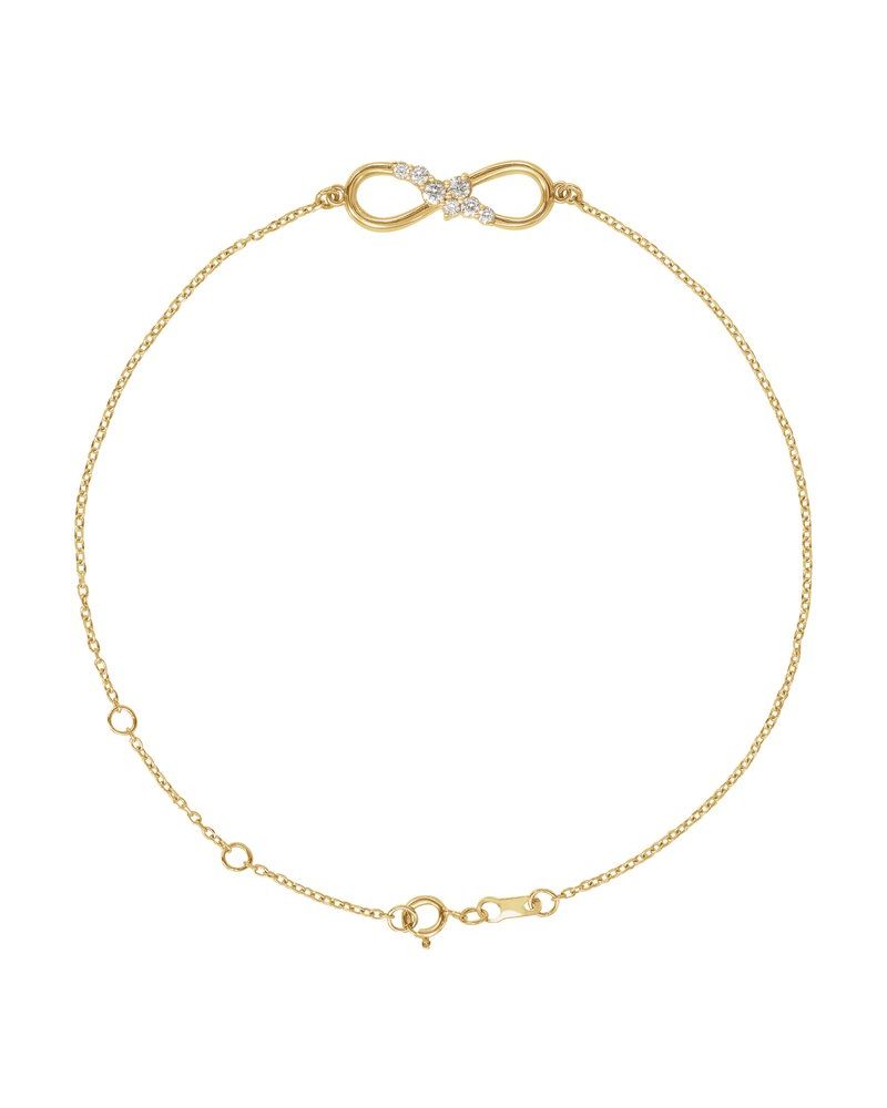 Pulseira Infinito Cravejada em Ouro 14k com Diamantes Naturais