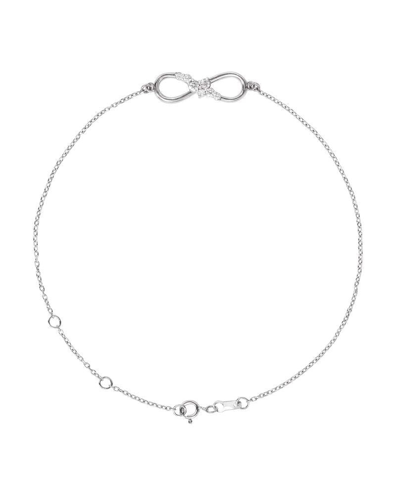 Pulseira Infinito Cravejada em Ouro 14k com Diamantes Naturais