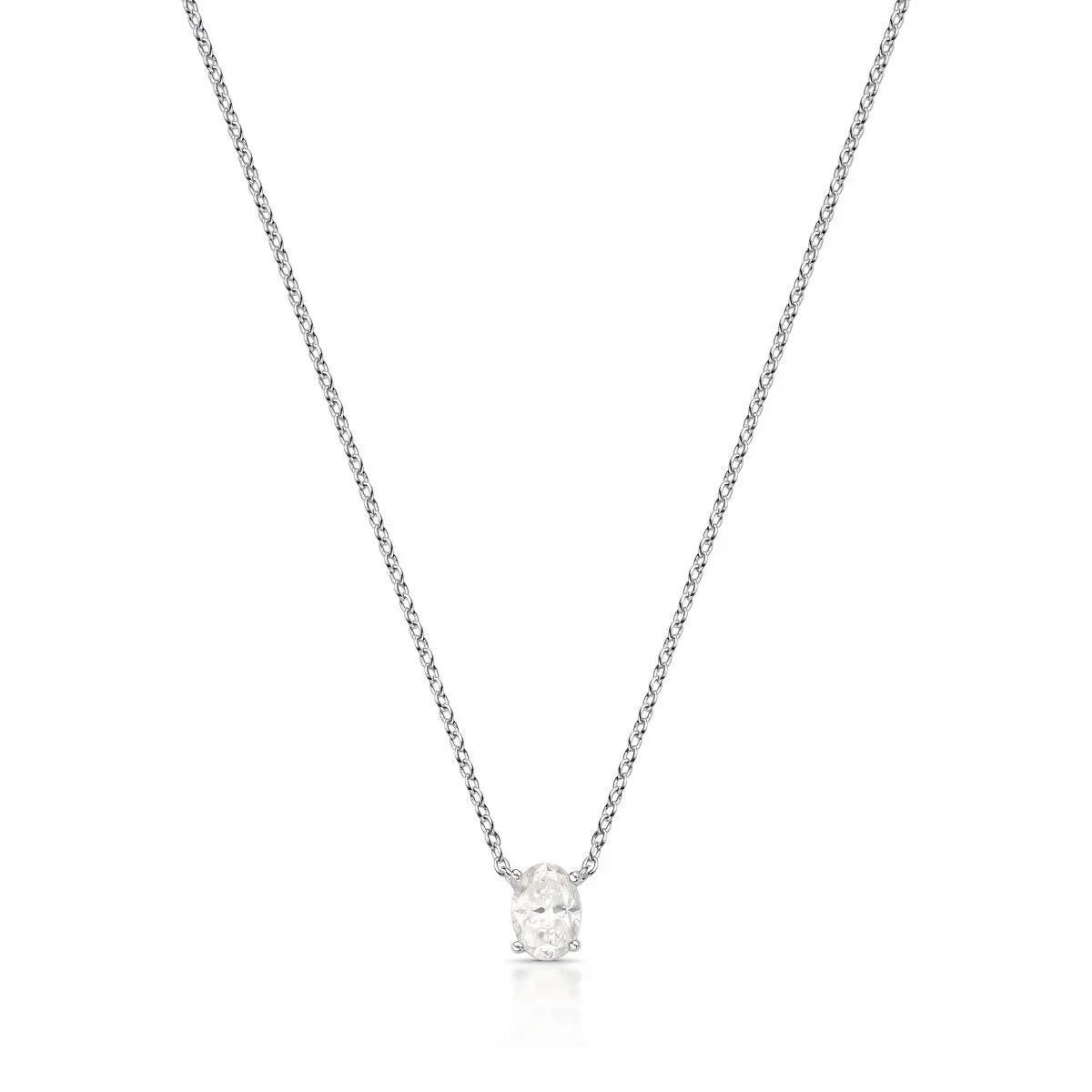 Colar de Prata 925 com Pedra Oval Moissanite 5x7mm