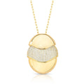 Colar Folheado a Ouro com Pingente Oval Liso e Cravejado