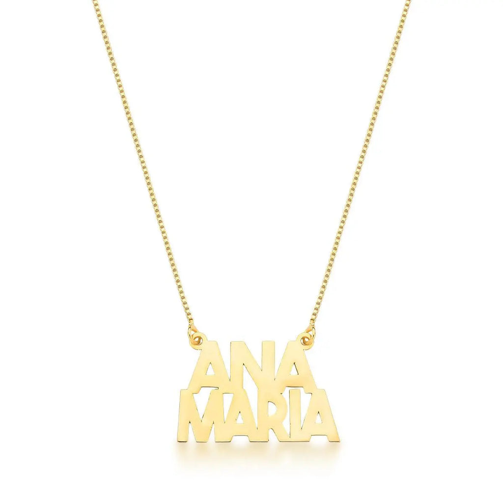 Gargantilha Folheada a Ouro Personalizada Nome com Até 16 Letras